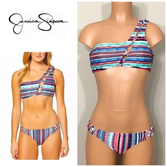 Jessica Simpson multicolored one-shouldered bikini - Picture 13 of 13